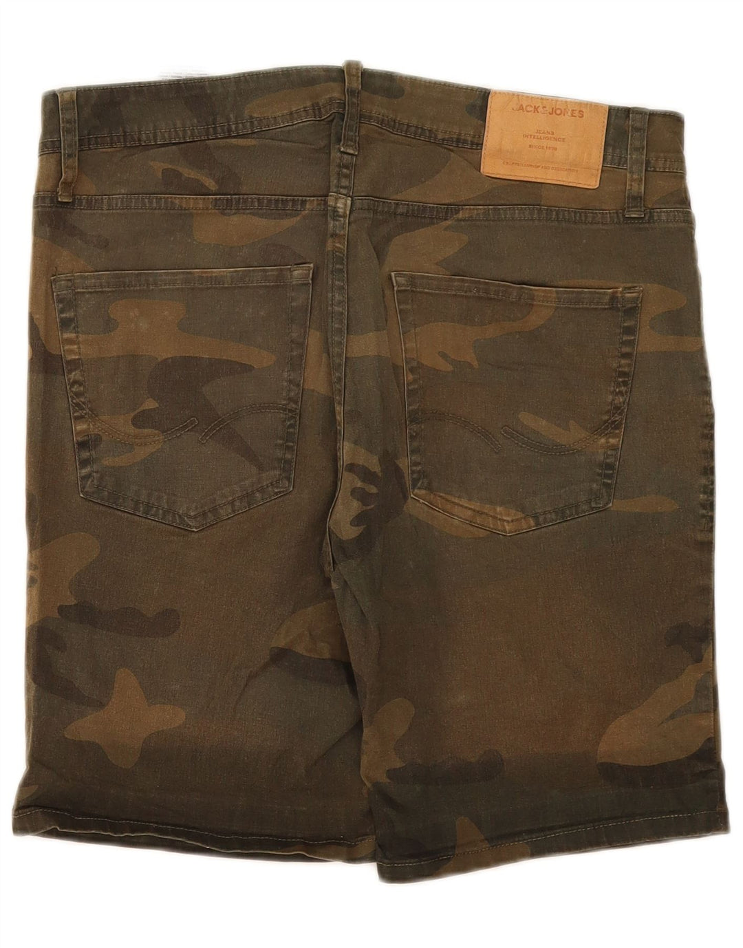 Jack & Jones Mens Regular Casual Shorts Médio W32 Cáqui Camuflagem Algodão