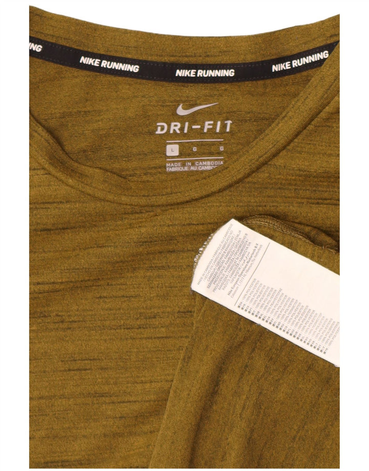 Camiseta masculina NIKE Dri Fit grande poliéster manchado cáqui