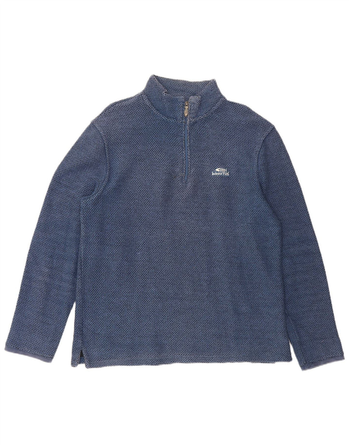 Moletom masculino Weird Fish com zíper e gola em algodão azul médio