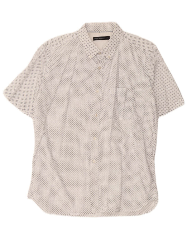 Camisa masculina de manga curta French Connection grande algodão floral branco