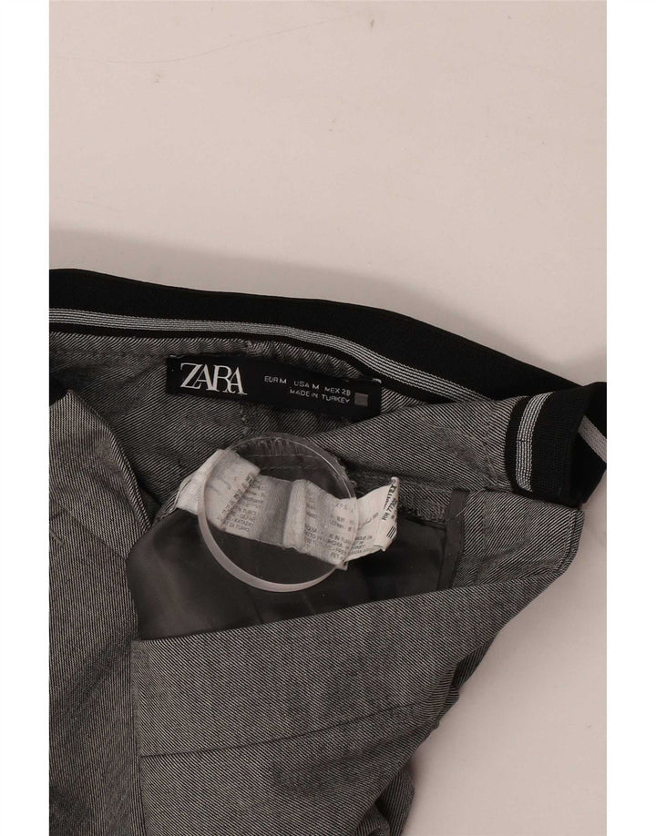 Zara Calça feminina reta de terno médio W28 L27 poliéster cinza