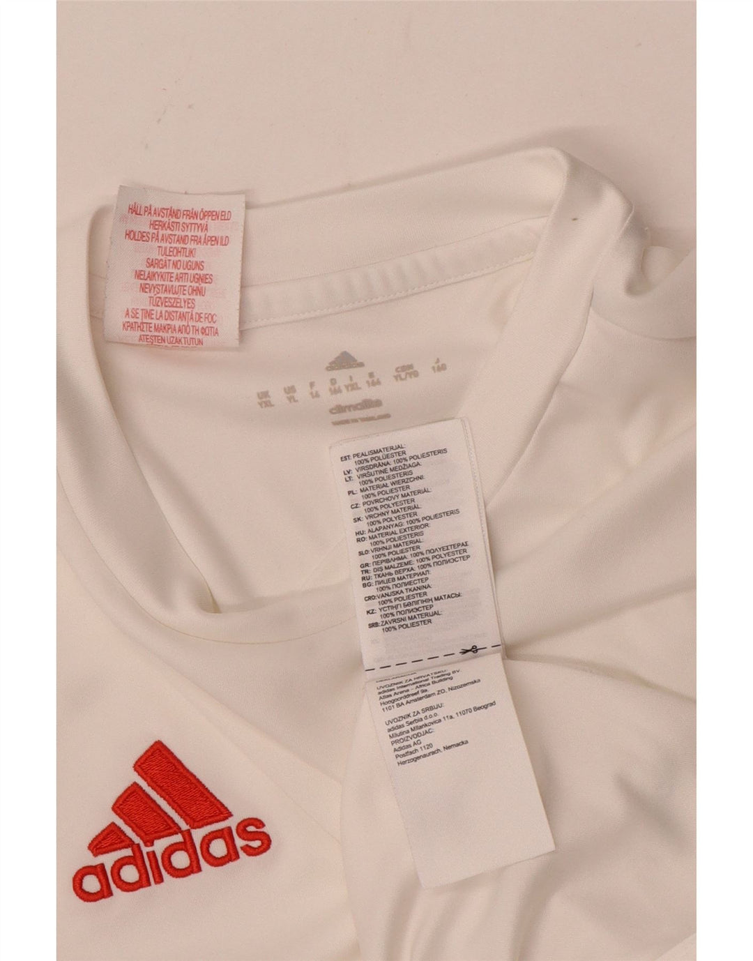 Camiseta Adidas Boys Climalite Top 13-14 Anos XL Branco Poliéster