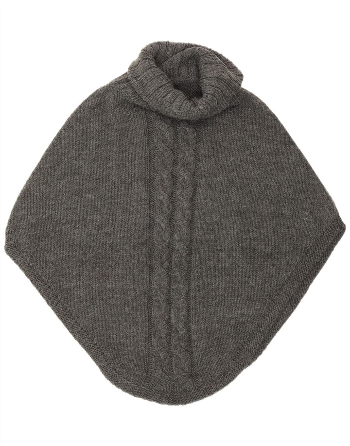 Poncho Jumper feminino vintage tamanho único cinza