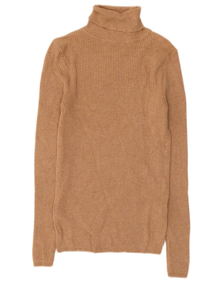 Suéter feminino Marks & Spencer com gola redonda e viscose marrom pequena Reino Unido 10