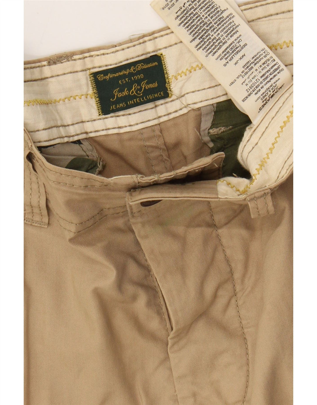 Shorts cargo masculino JACK & JONES médio W32 algodão bege