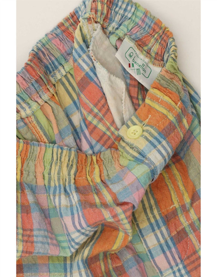 Shorts feminino de cintura alta Benetton W28 xadrez médio multicolorido