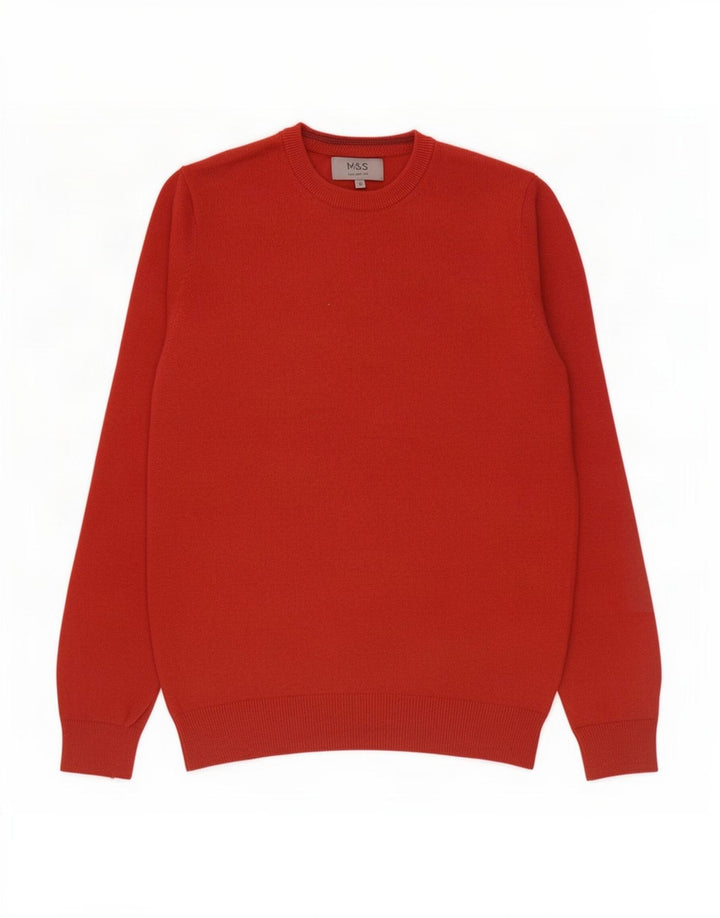 Suéter masculino Marks & Spencer com gola redonda e algodão laranja pequeno