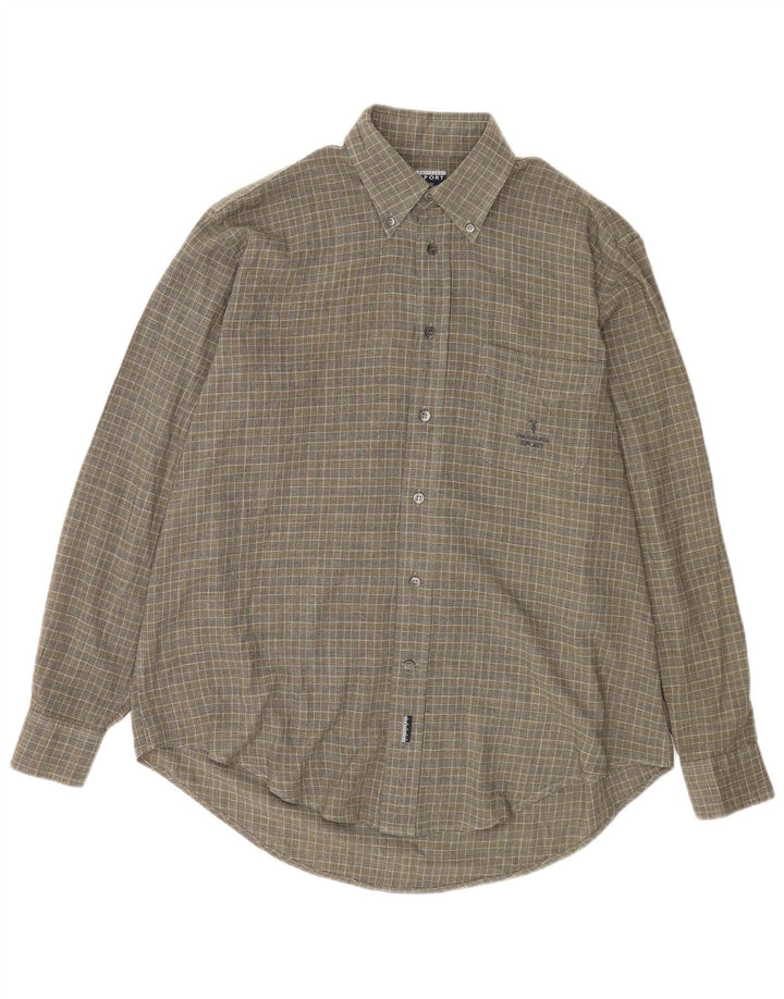 Camisa masculina Trussardi grande verde Houndstooth acrílico