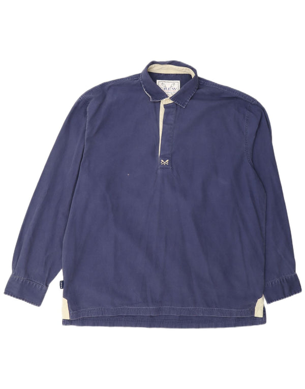 Camisa pulôver masculina Crew Clothing grande algodão azul marinho