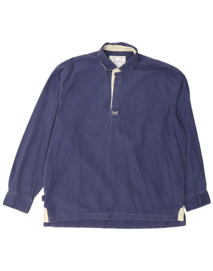 Camisa pulôver masculina Crew Clothing grande algodão azul marinho