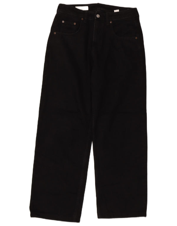 Zara Mens Loose Jeans EU 38 Pequeno W30 L30 Algodão Preto