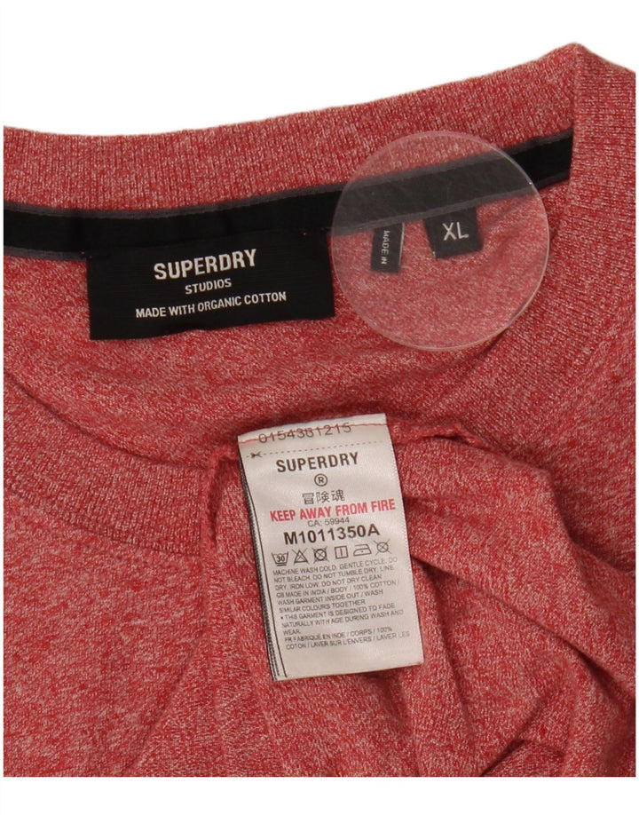 Camiseta masculina Superdry Top XL algodão manchado vermelho