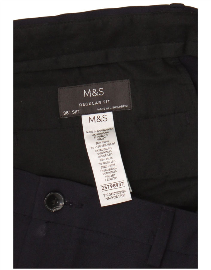 Calça Chino Masculina Marks & Spencer Regular Fit W36 L29 Azul Marinho Poliéster