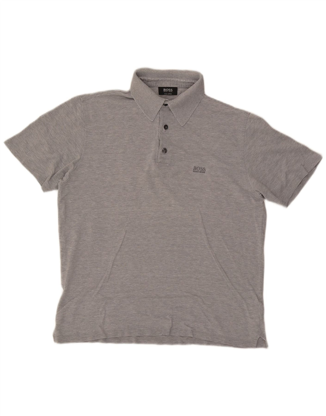 Camisa polo masculina Hugo Boss algodão manchado cinza médio