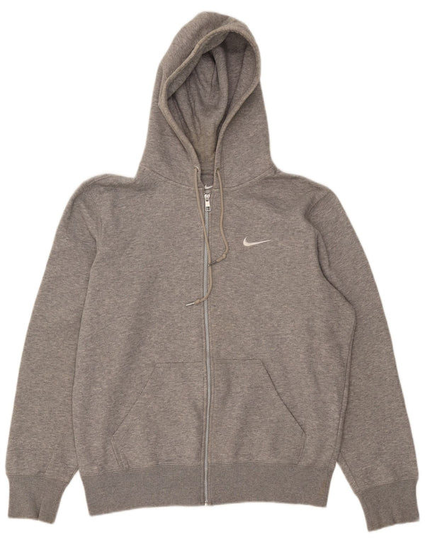 Suéter feminino Nike com capuz e zíper grande UK 14 algodão manchado cinza médio