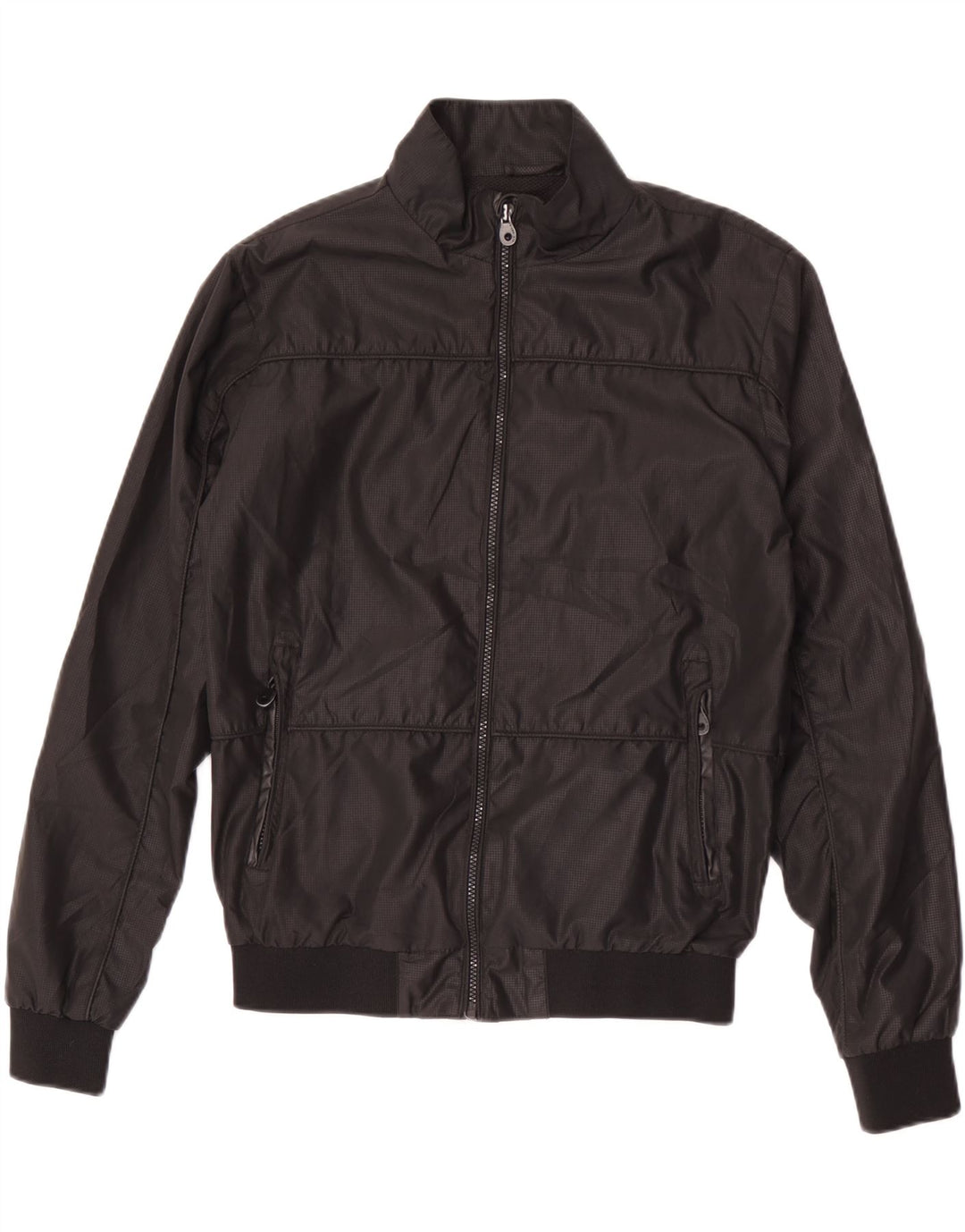 Zara Mens Bomber Jacket UK 36 Pequeno Poliéster Preto