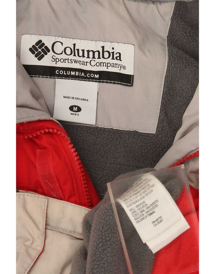Columbia Jaqueta de esqui masculina com capuz UK 38 Medium Red Colourblock Nylon
