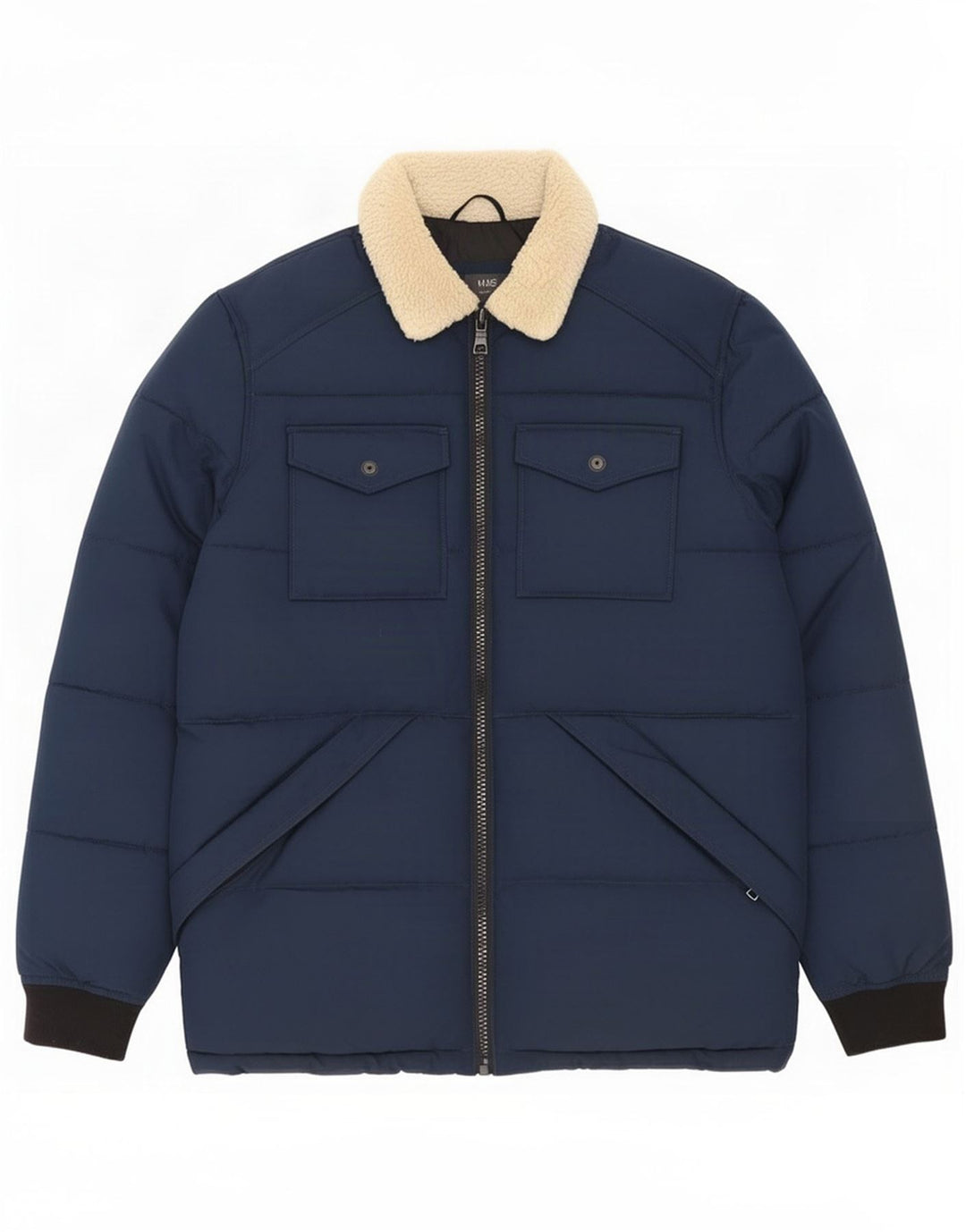 Jaqueta acolchoada masculina Marks & Spencer Reino Unido 38 bloco colorido azul marinho médio