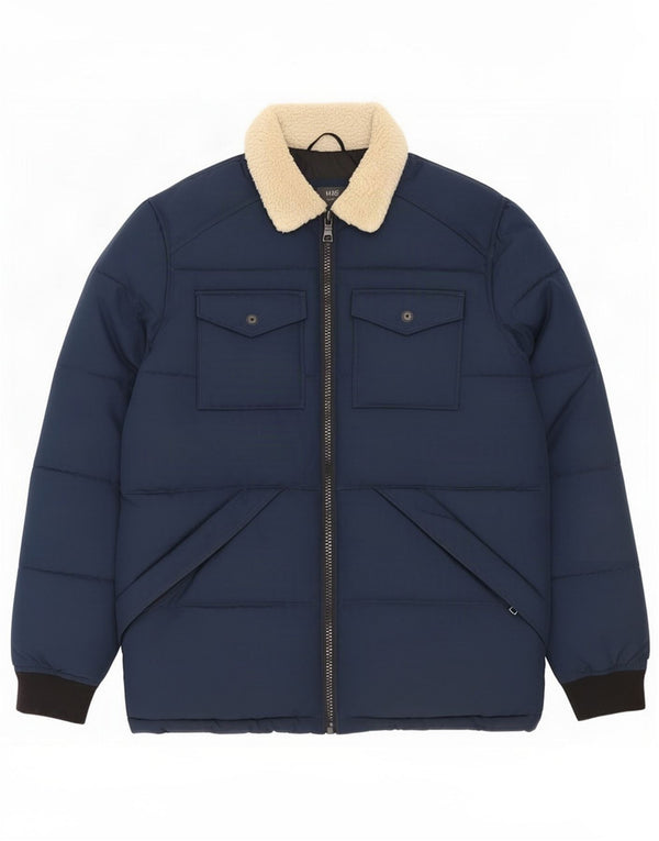 Jaqueta acolchoada masculina Marks & Spencer Reino Unido 38 bloco colorido azul marinho médio