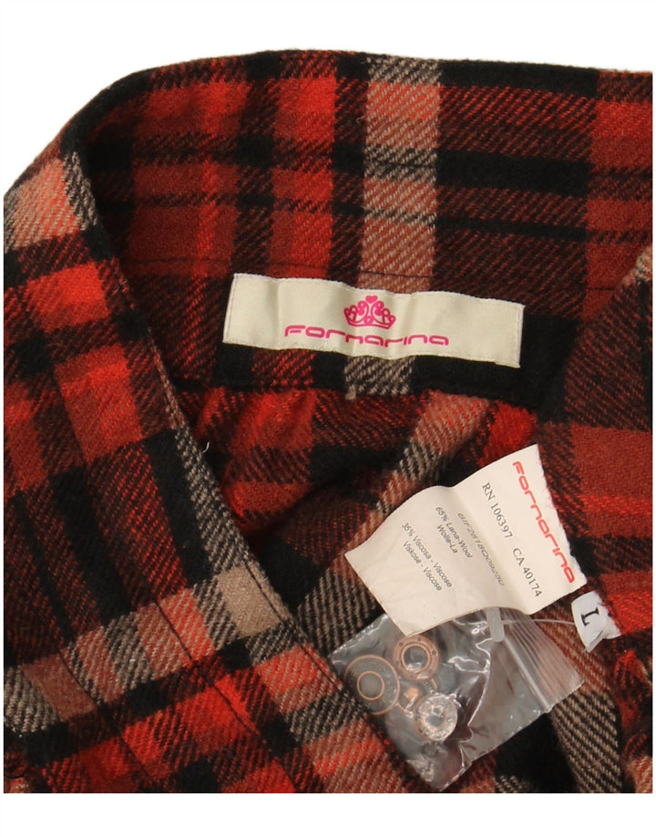 FORNARINA Saia feminina bolha grande W34 lã xadrez multicolorida