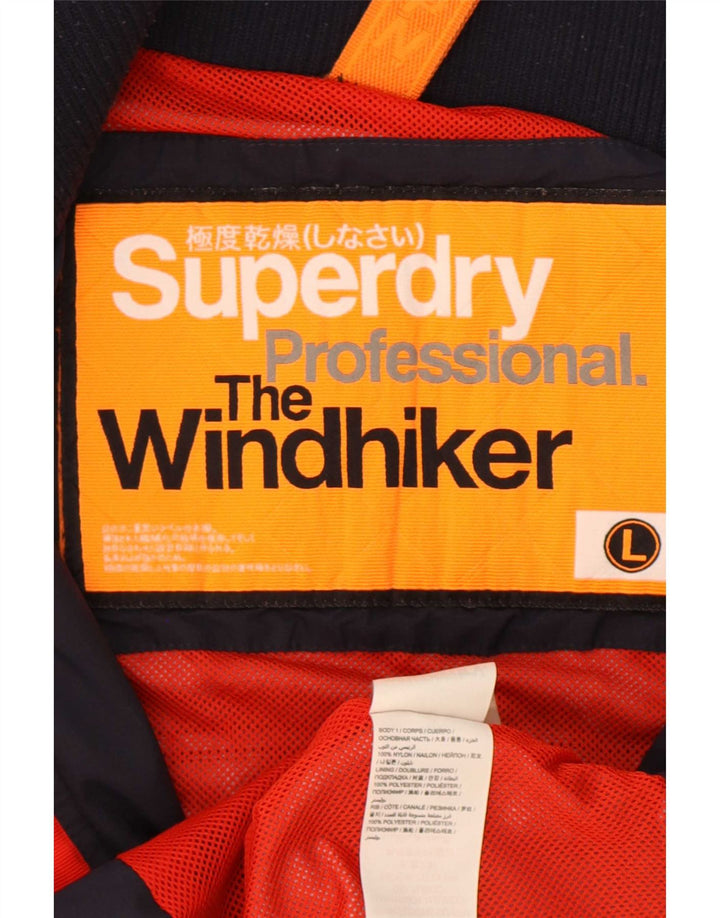 Jaqueta de chuva masculina Superdry The Windhiker UK 40 grande azul marinho nylon