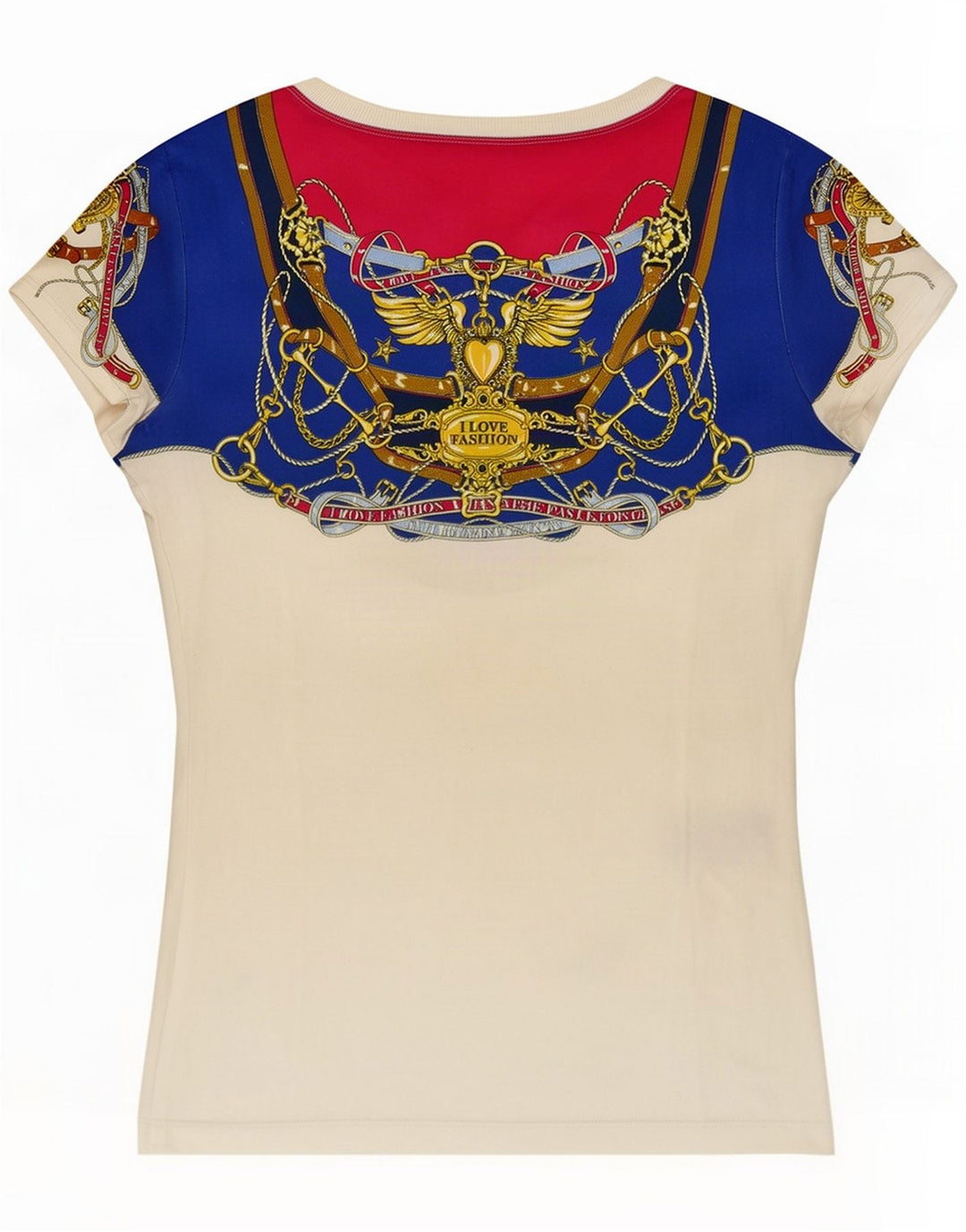 Moschino Camiseta feminina com estampa abstrata gráfica Top IT 44 Branco Médio