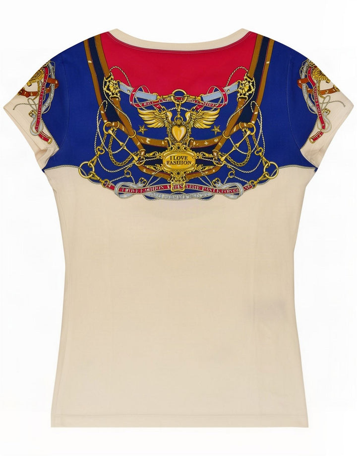 Moschino Camiseta feminina com estampa abstrata gráfica Top IT 44 Branco Médio