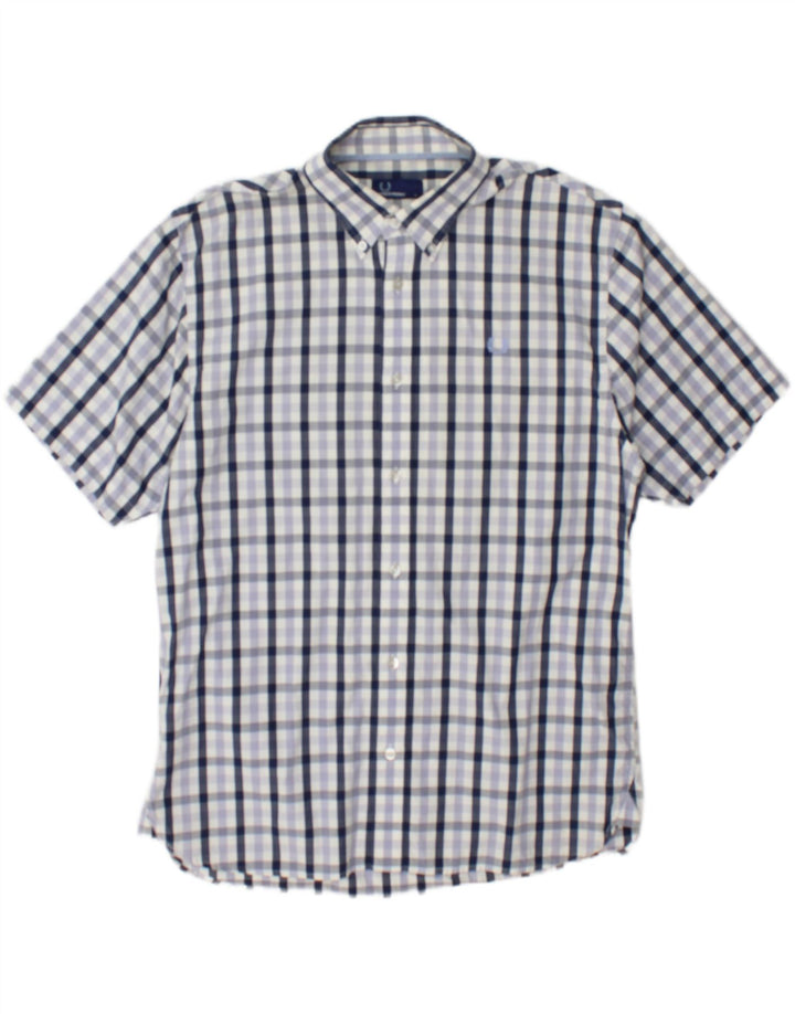 Camisa masculina de manga curta Fred Perry grande algodão xadrez multicolorido