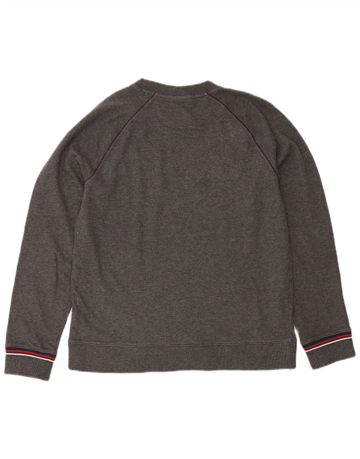 Fila moletom gráfico masculino jumper médio cinza algodão manchado
