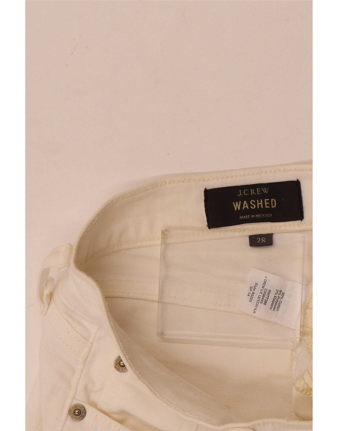 Shorts jeans feminino J. Crew W28 médio off white algodão