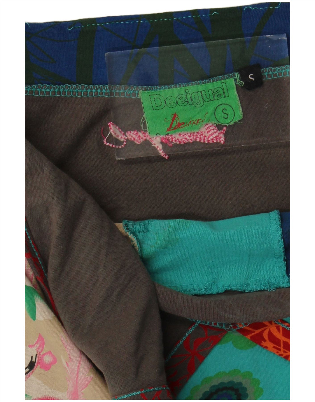 Vestido feminino Desigual com alças gráficas UK 8 pequeno floral multicolorido