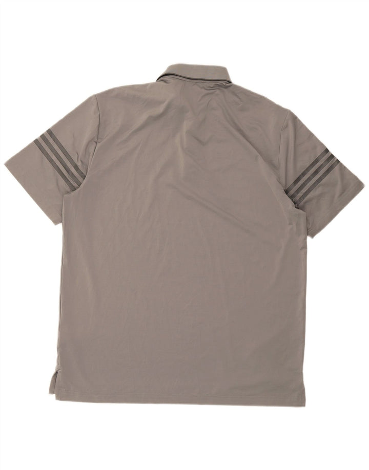 Camisa polo masculina ADIDAS grande poliéster cinza