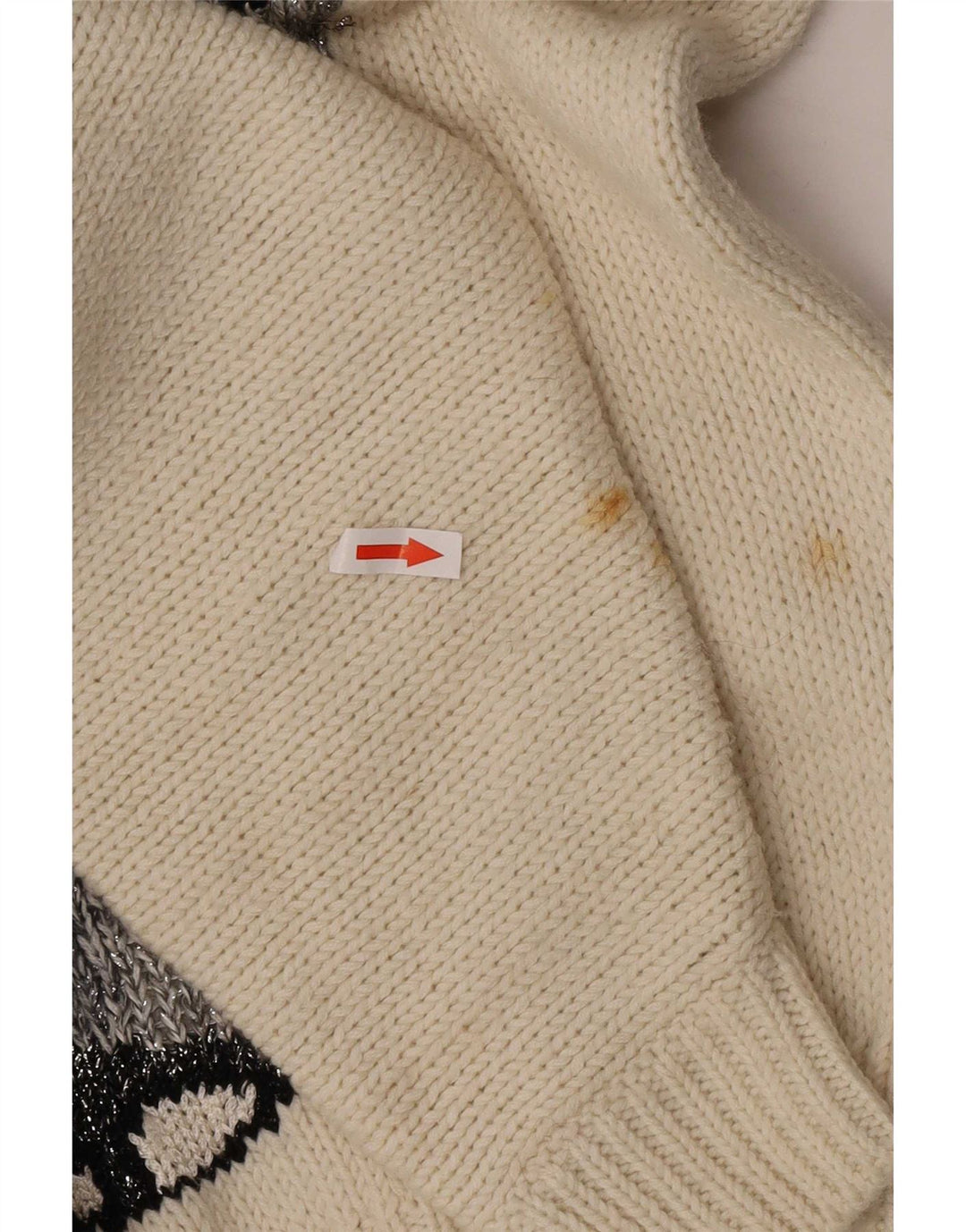 Suéter feminino vintage com gola redonda e botão UK 16 grande off white