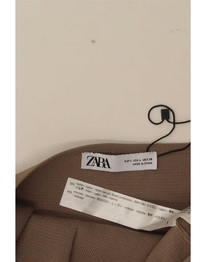 Zara Womens Crop Strapless Top Reino Unido 14 Grande Marrom Nylon