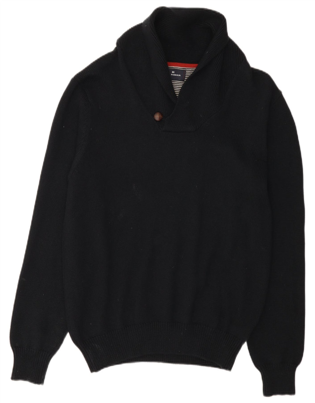 Suéter masculino Marks & Spencer com gola xale, algodão preto médio