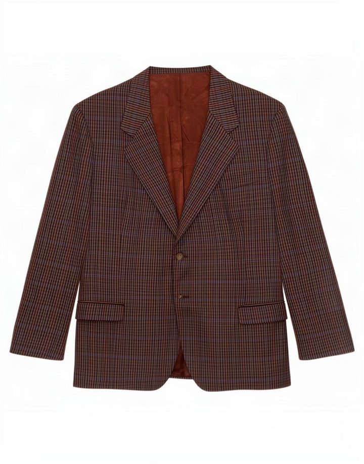 Jaqueta blazer masculina vintage com 2 botões Reino Unido 40 grande houndstooth multicolorido