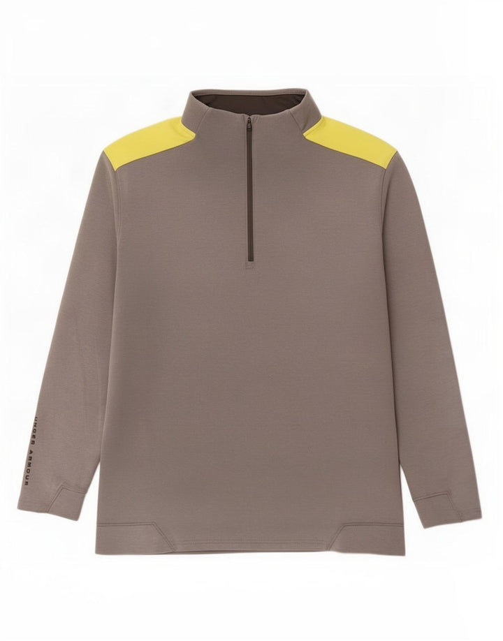 Under Armour Mens Cold Gear Pulôver Treino Top 2XL Cinza Colourblock