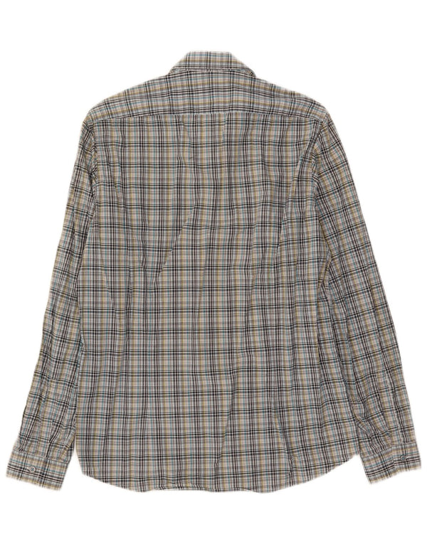 Camisa masculina Hugo Boss pequena xadrez multicolorida de algodão