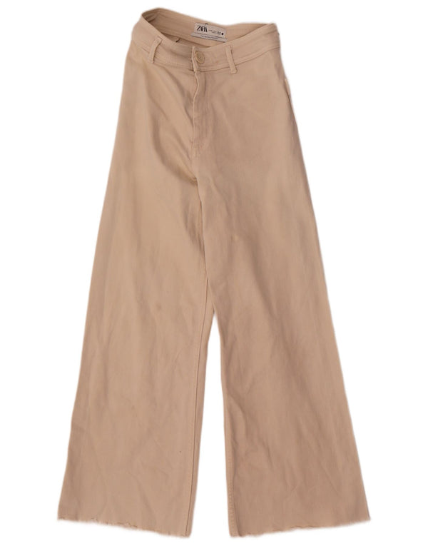 Zara Calça jeans feminina The Marine cintura alta reta EU 36 XS W26 L28 bege
