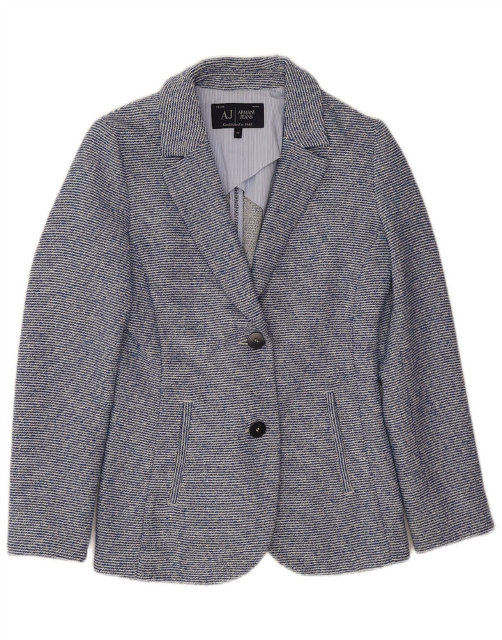 Armani Jeans Jaqueta blazer feminina de 2 botões UE 40 risca de giz azul médio