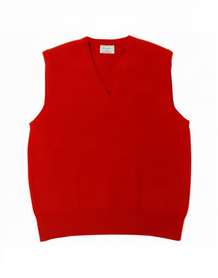 Benetton Mens Vest Regata Pequena Lã De Carneiro Vermelha