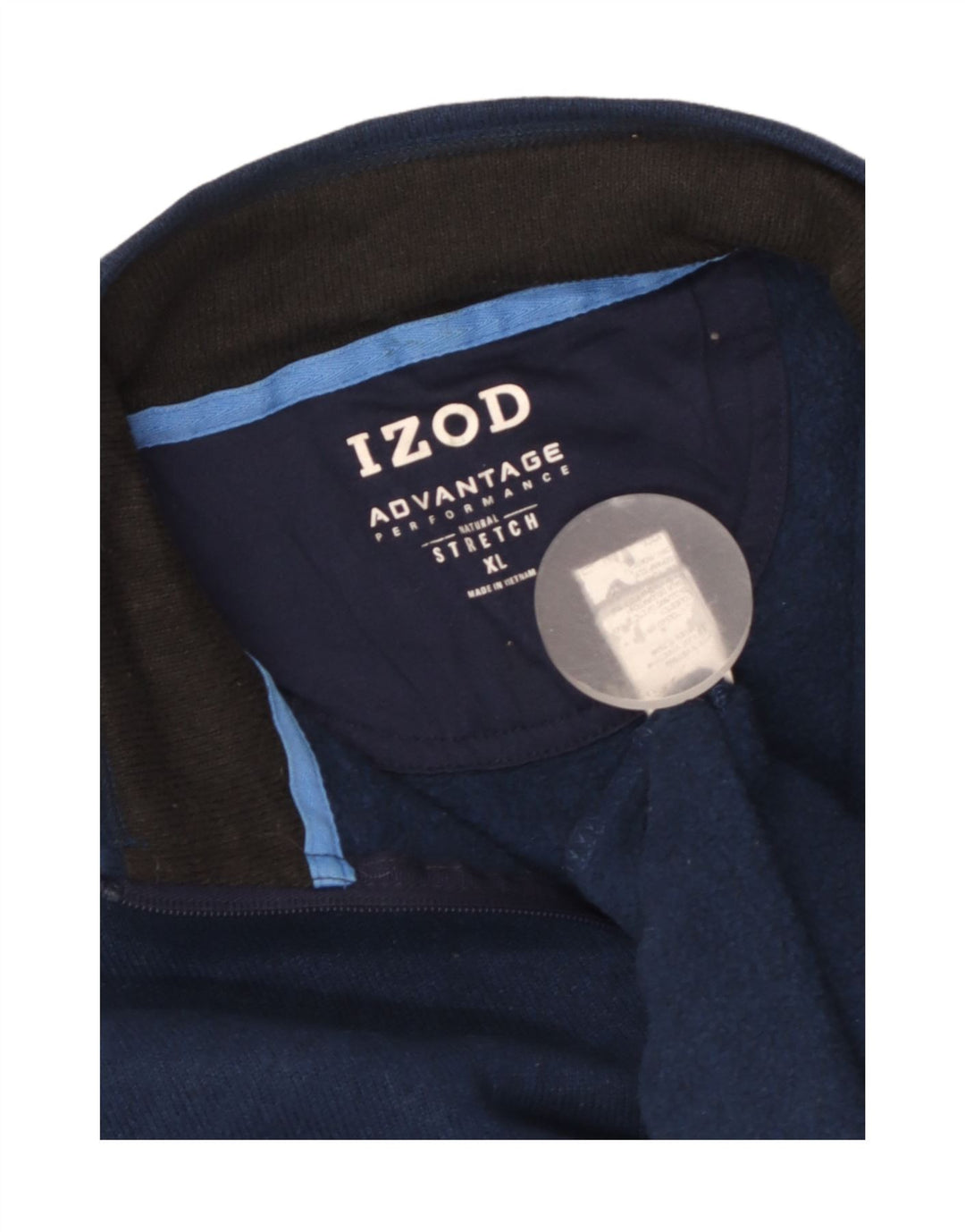 Suéter masculino Izod com zíper e gola XL azul marinho poliéster