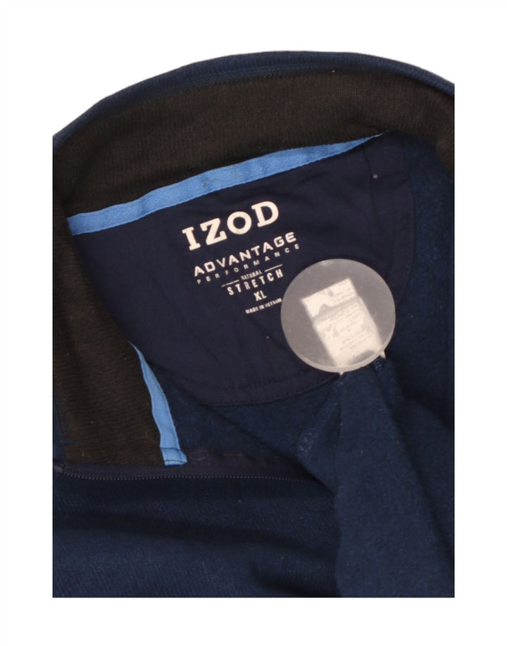 Suéter masculino Izod com zíper e gola XL azul marinho poliéster