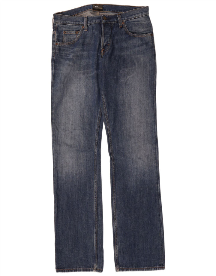 Lee Mens Knox Straight Jeans W33 L36 Azul Algodão