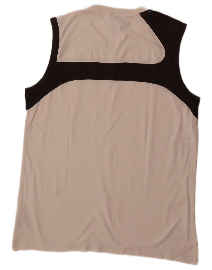 Adidas Mens Colete Top Grande Branco Colourblock Algodão