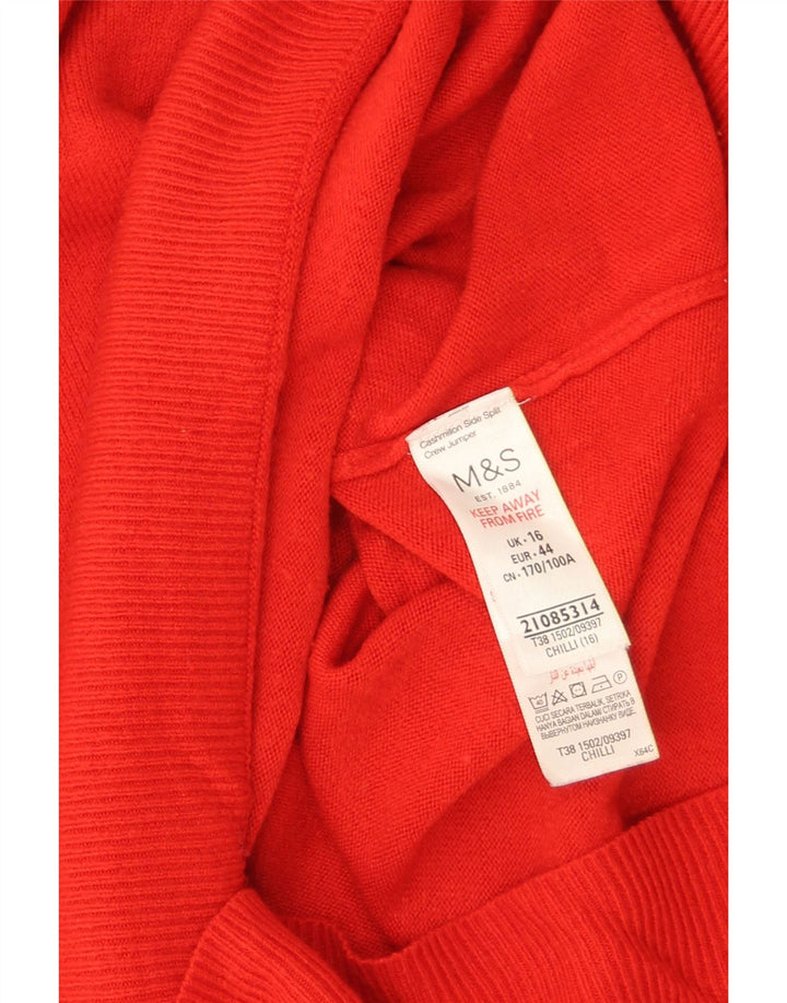 Suéter feminino Marks & Spencer grande com gola canoa Reino Unido 16 grande vermelho