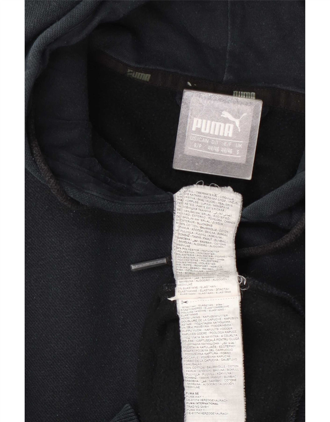 Suéter masculino Puma com capuz e zíper pequeno algodão azul marinho