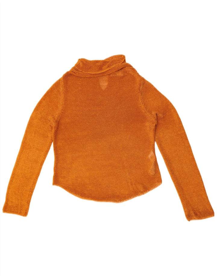 Zara Womens Crop See Through Top Manga Longa Reino Unido 12 Médio Laranja Viscose