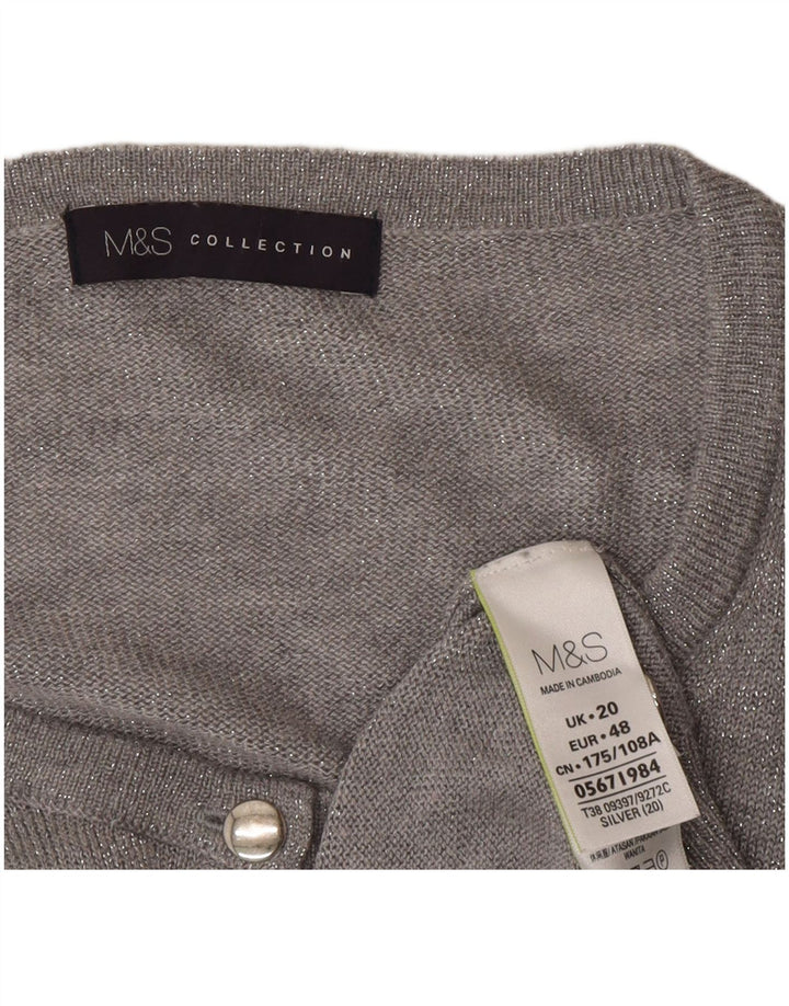 Suéter cardigã feminino Marks & Spencer UK 20 2XL cinza poliamida