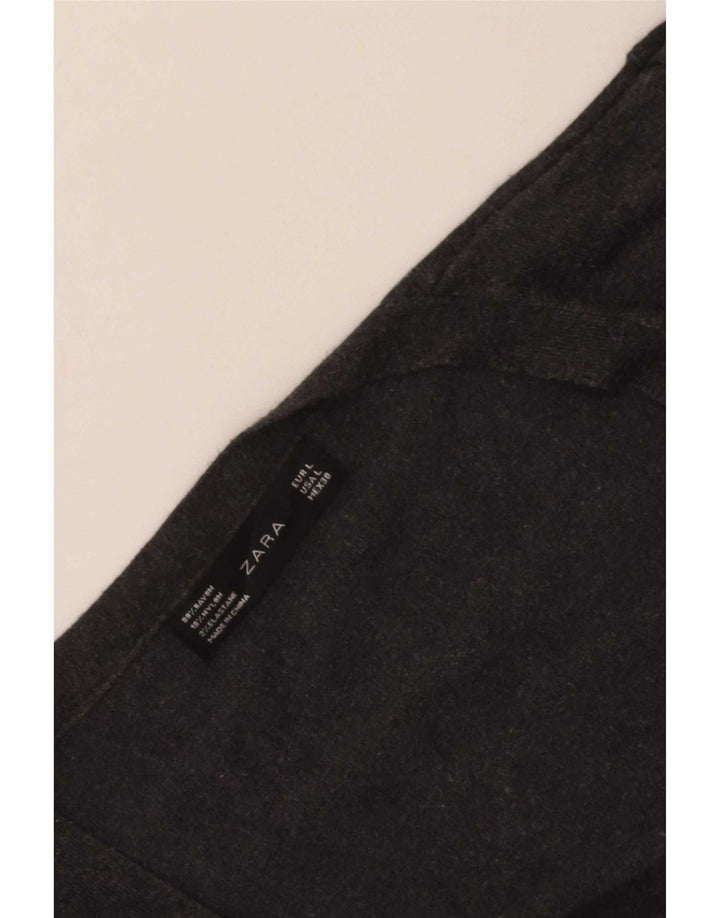 Suéter cardigã feminino Zara Reino Unido 14 grande rayon cinza